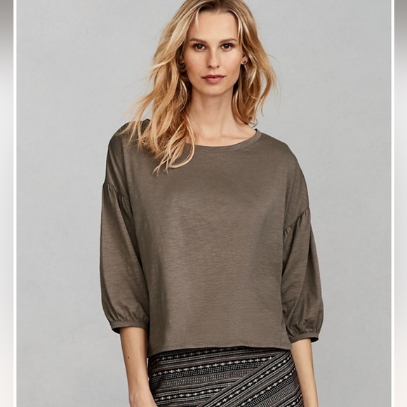 Blouson-Sleeve Cropped Boxy Tee, Sz Small - Picture 2 of 6